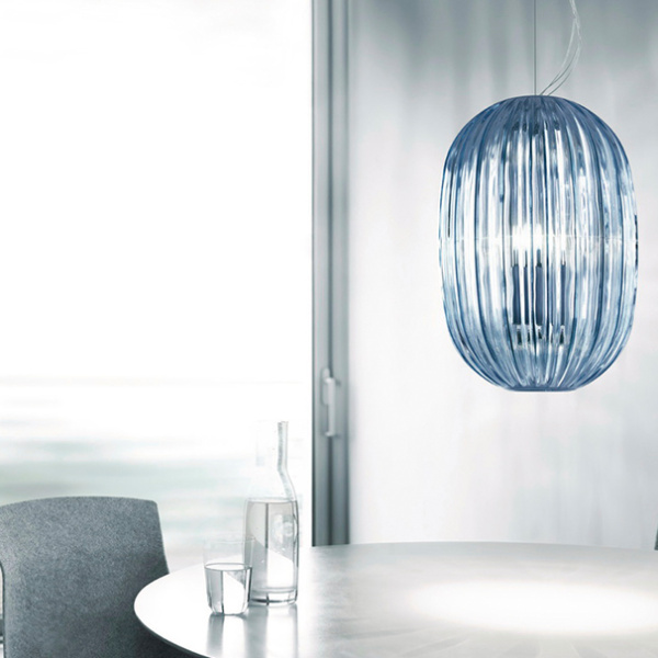 Подвесной светильник Cloyd KAROO P7 / выс. 50 см - синее стекло (арт.10514) от интернет-магазина IDODOM.RU