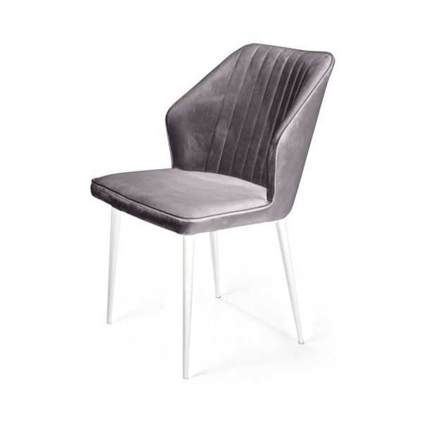 Стул Berg, бархат  светло-серый 26 / белый конус от интернет-магазина IDODOM.RU