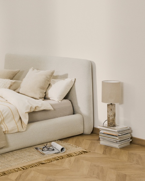 Кровать Martina со съемным чехлом из шенилла цвета экрю 160 x 200 от интернет-магазина IDODOM.RU