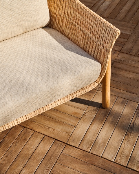 Двухместный диван Galea из тикового дерева и синтетического ротанга 170,5 см от интернет-магазина IDODOM.RU