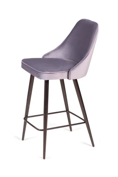 Стул полубарный Oliver, бархат светло-серый 26/ чёрный конус от интернет-магазина IDODOM.RU