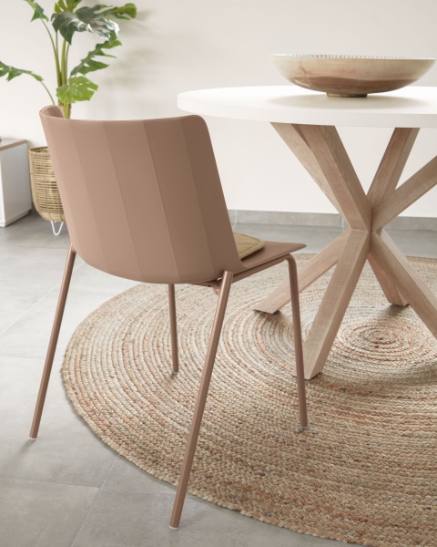 ARYA Стол с белой столешницей с отделкой из меламина на стальных ножках с отделкой под дерево от интернет-магазина IDODOM.RU