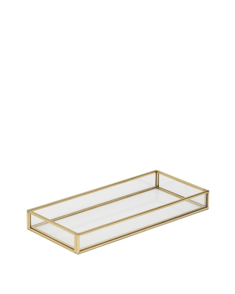Soanet Поднос из стекла и металла с золотистой отделкой от интернет-магазина IDODOM.RU