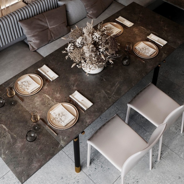 Стол обеденный Trump (160+40+40), керамика серая от интернет-магазина IDODOM.RU