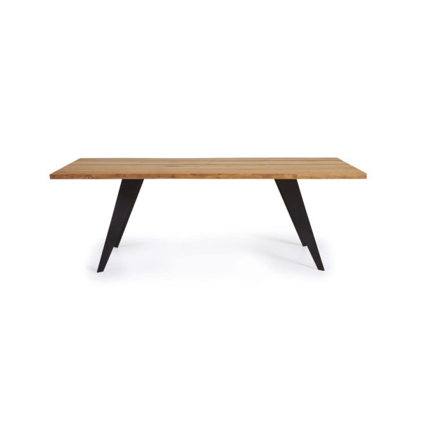 Koda Стол из дубового шпона с натуральной отделкой и стальными ножками с черной отделкой 160 x 90 см от интернет-магазина IDODOM.RU