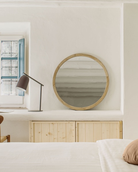 Круглое зеркало Alum из массива минди 80 см от интернет-магазина IDODOM.RU