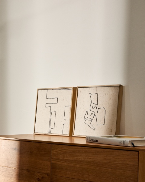 Neyra Набор из 2 чёрно-белых абстрактных картин ручной работы на бумаге 30 х 30 см от интернет-магазина IDODOM.RU