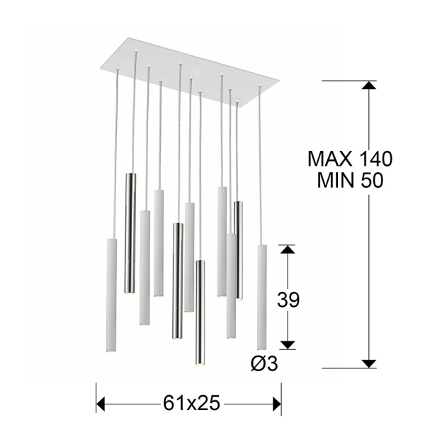 Подвесной светильник Varas 11L белый/хром DIM от интернет-магазина IDODOM.RU