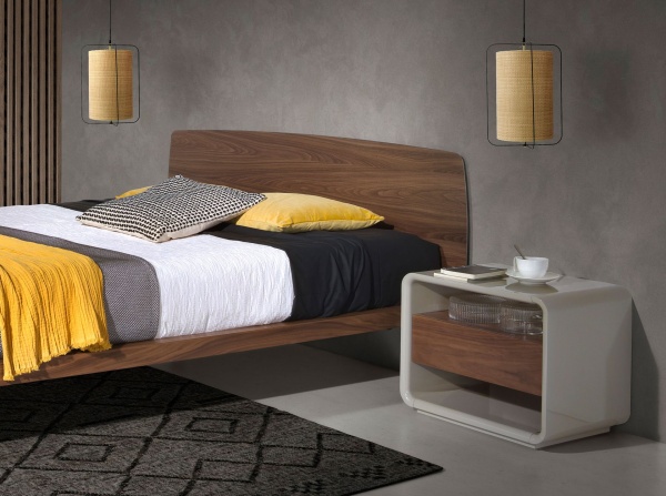 Прикроватная тумбочка 7134/MB2202NS из ореха и лакированного МДФ от интернет-магазина IDODOM.RU