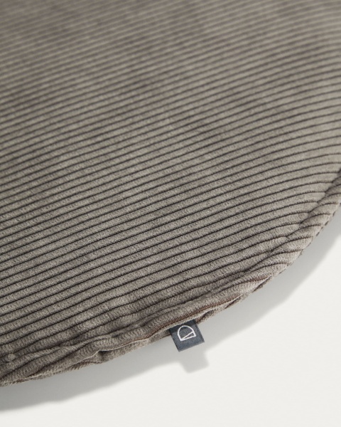 Круглая вельветовая подушка на стул Sora серая 35 см от интернет-магазина IDODOM.RU