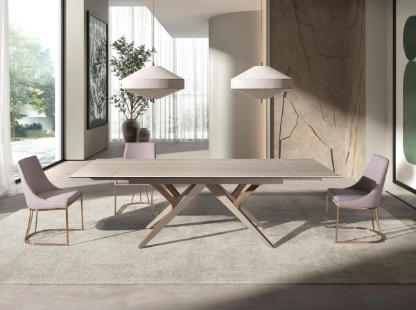 Раздвижной обеденный стол 1155 из керамики, стали и шпона ореха от интернет-магазина IDODOM.RU