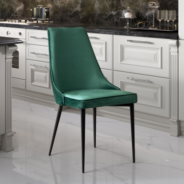 Стул Oliver, бархат зелёный 19/ чёрный конус от интернет-магазина IDODOM.RU