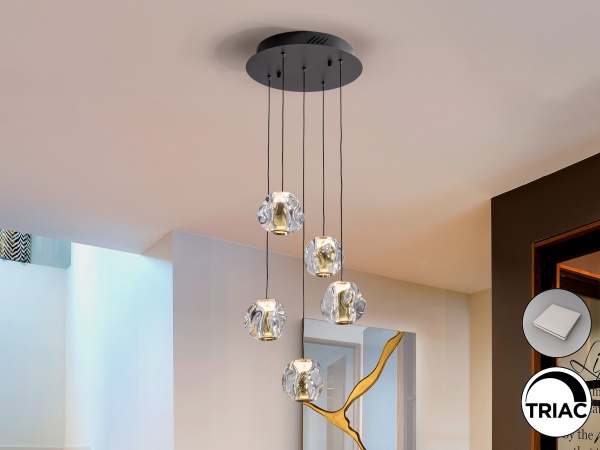 Люстра Zaria 5L- черный/золотой D30 DIM от интернет-магазина IDODOM.RU