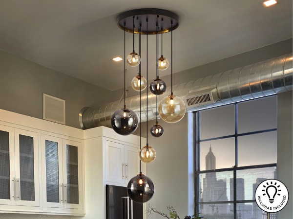 Люстра Dark 9L черная-латунь от интернет-магазина IDODOM.RU