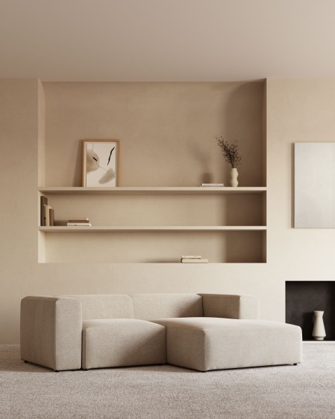 Диван 2-местный Blok с правым шезлонгом бежевый от интернет-магазина IDODOM.RU