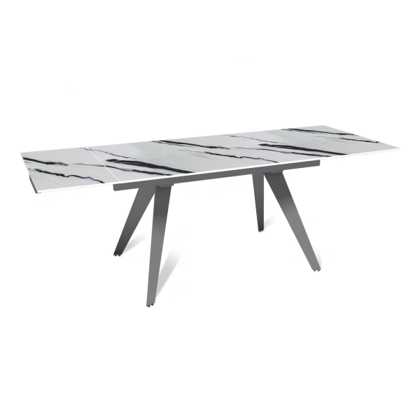 Стол раскладной Rhein (140+40+40), керамика глянцевая Panda White от интернет-магазина IDODOM.RU