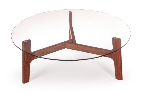 Журнальный столик Woddy D900 массив + стекло / опоры миндаль от интернет-магазина IDODOM.RU