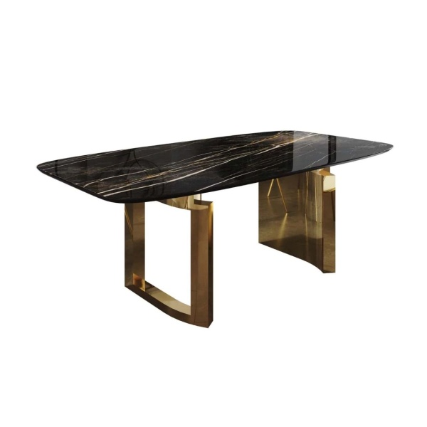 Стол обеденный Liam 180, керамика глянцевая черная от интернет-магазина IDODOM.RU