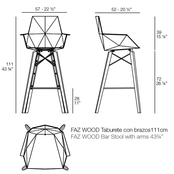 Барный стул Faz с подлокотниками на деревянных ножках от интернет-магазина IDODOM.RU