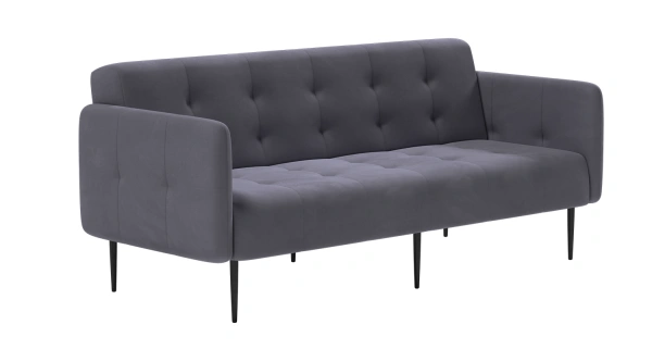 Monaco диван-кровать прямой с подлокотниками, трехместный, бархат серый 27 от интернет-магазина IDODOM.RU