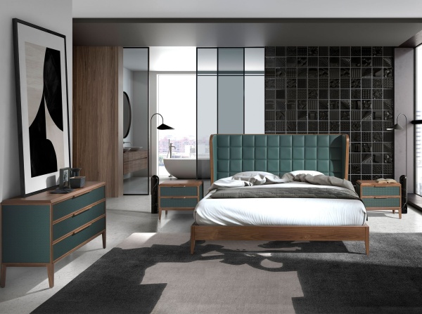 Прикроватная тумбочка 7149/CP2305-H темно-зеленого цвета из пластика и ореха от интернет-магазина IDODOM.RU