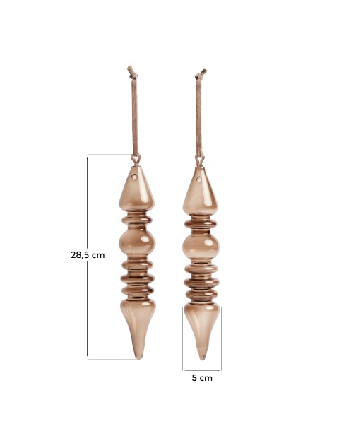 Набор из 2 подвесных украшений Lioren из коричневого переработанного стекла, 28,5 см от интернет-магазина IDODOM.RU