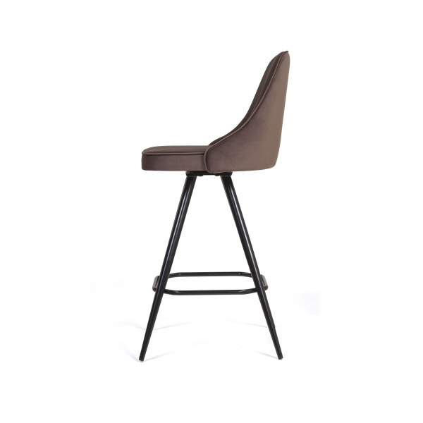Стул полубарный Oliver поворотный 360 градусов, бархат коричневый 12/ чёрный конус от интернет-магазина IDODOM.RU