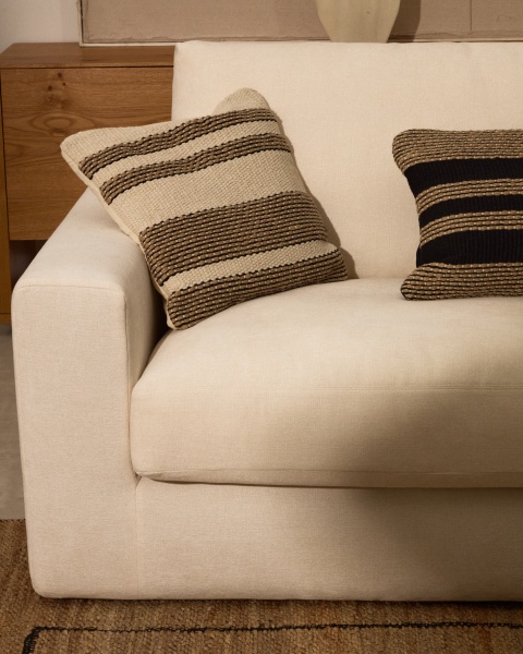 Чехол для подушки Aylin из бежевого хлопка с вышивкой из джута 50 x 50 см от интернет-магазина IDODOM.RU