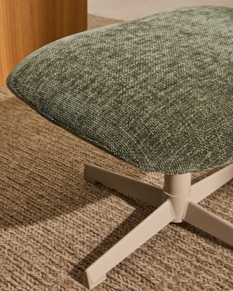 Teryl Пуф из шенилла зеленого цвета с серым металлом от интернет-магазина IDODOM.RU