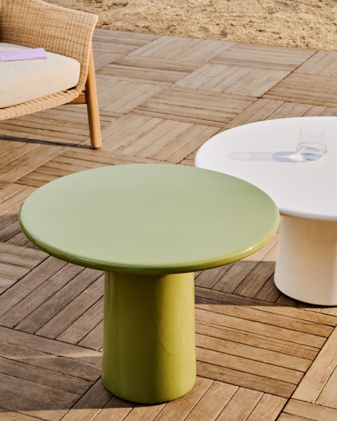 Журнальный столик Albanella из цемента с глянцевой зеленой отделкой Ø65 см от интернет-магазина IDODOM.RU