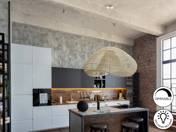 Подвесной светильник Sabah из белого ротанга 100CM от интернет-магазина IDODOM.RU