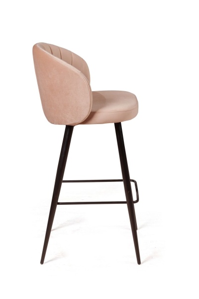 Стул барный Mont Blanc, бархат бежевый 5 / черный конус от интернет-магазина IDODOM.RU