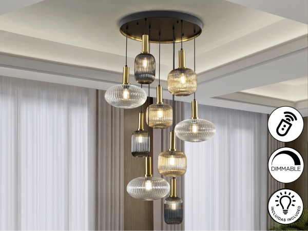 Люстра Norma 9L черный/латунь DIM от интернет-магазина IDODOM.RU