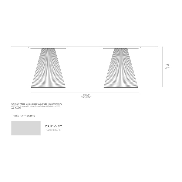 Обеденный стол Gatsby 60x60x73cms70 (столешница 260х129) от интернет-магазина IDODOM.RU