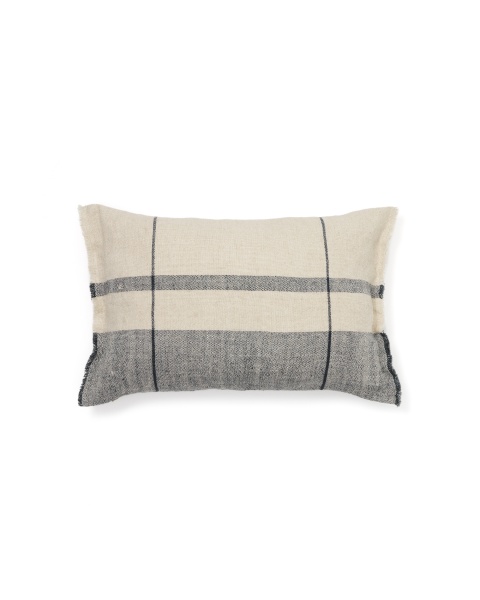 Чехол для подушки Eron из льна бежевого и синего цвета с бахромой 40 x 60 см от интернет-магазина IDODOM.RU