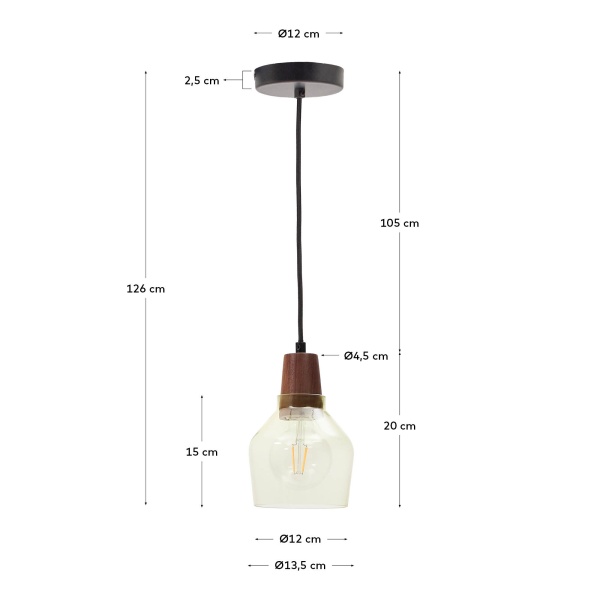 Silex Подвесной светильник из зеленого стекла и орехового дерева, Ø 13 от интернет-магазина IDODOM.RU