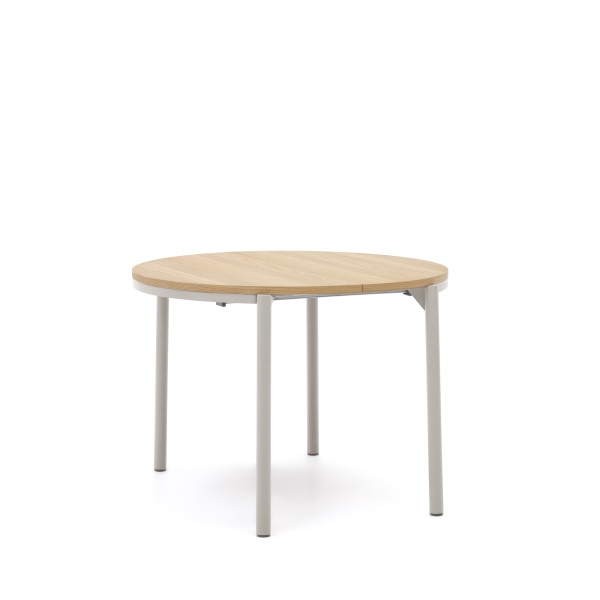 Montuiri Круглый раздвижной стол из дубового шпона с ножками серого цвета, Ø90(130) см от интернет-магазина IDODOM.RU