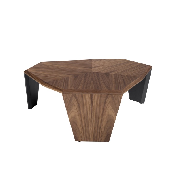 Ассиметричный журнальный столик 2136/MH2302A из ореха и черного ПВХ от интернет-магазина IDODOM.RU