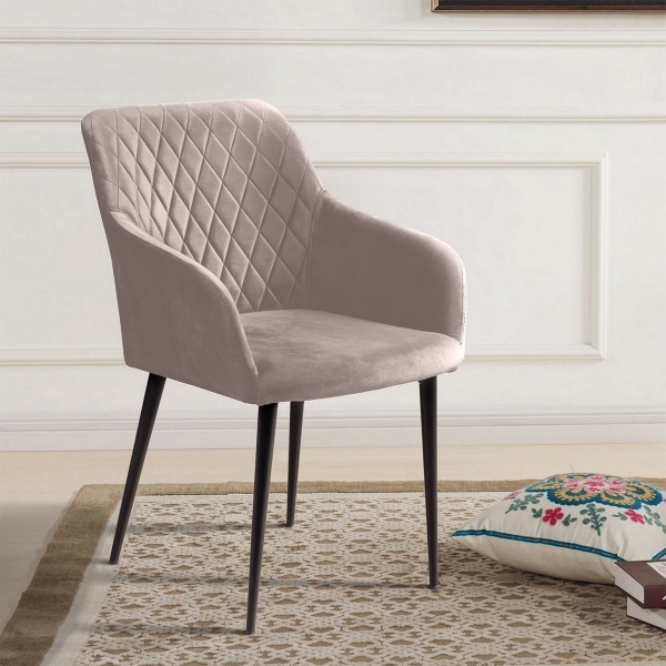 Стул с подлокотниками Robert, бархат пепельно-бежевый 25 от интернет-магазина IDODOM.RU