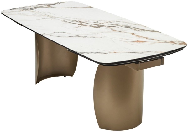 Стол обеденный Bronx (200+50+50), керамика матовая светлый, опора шампань от интернет-магазина IDODOM.RU