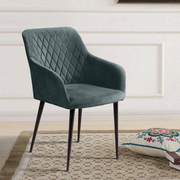 Стул с подлокотниками Robert, бархат зелёный 19 от интернет-магазина IDODOM.RU