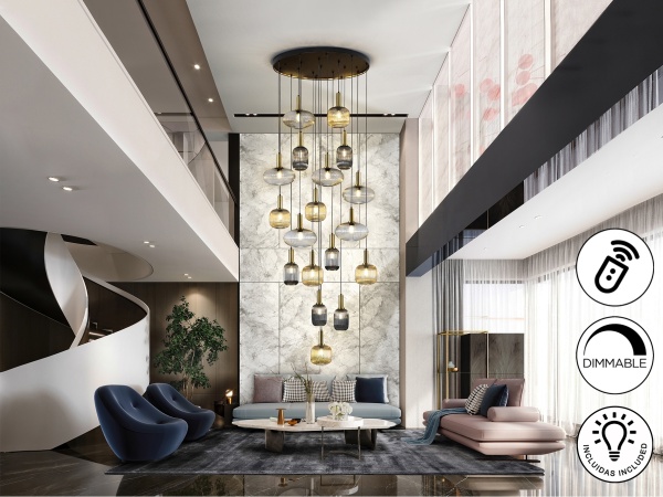 Люстра Norma 18L черный / латунь DIM от интернет-магазина IDODOM.RU