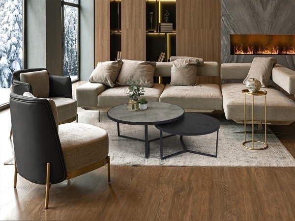 Комплект приставных столиков Naira черный / серый от интернет-магазина IDODOM.RU