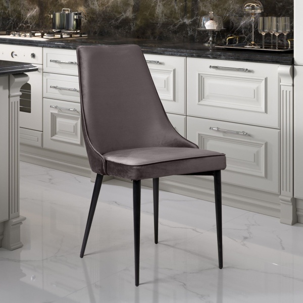 Стул Oliver, бархат антрацит 14/ чёрный конус от интернет-магазина IDODOM.RU