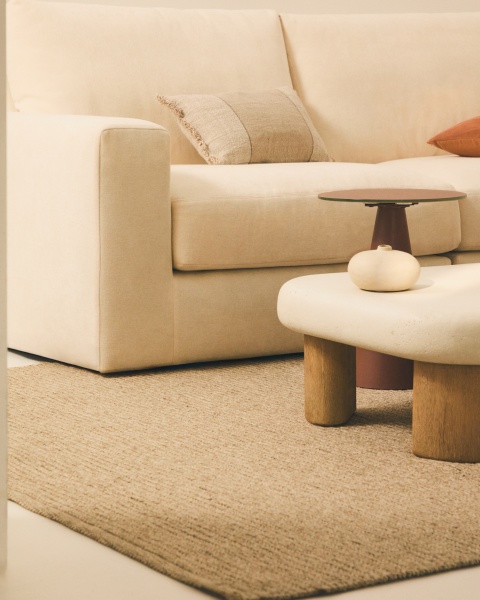 Alea 5-местный модульный угловой диван со съемным чехлом из шенилла цвета экрю 310 x 310 см от интернет-магазина IDODOM.RU