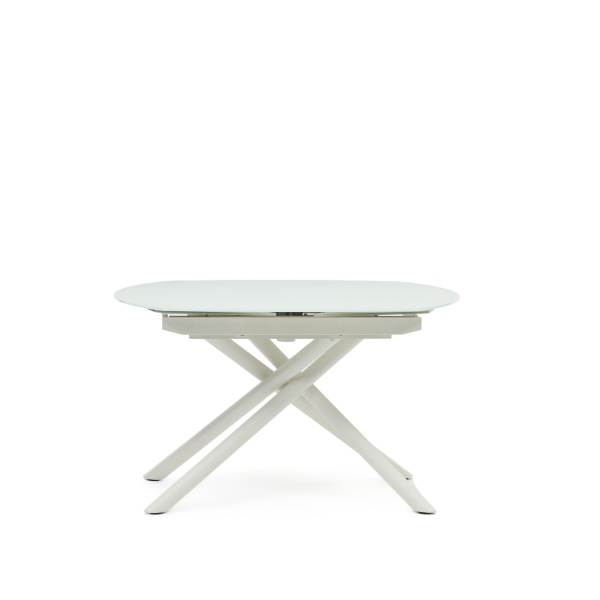 Vashti Раздвижной стол из стекла и МДФ со стальными ножками белого цвета 130(190) x 100 см от интернет-магазина IDODOM.RU