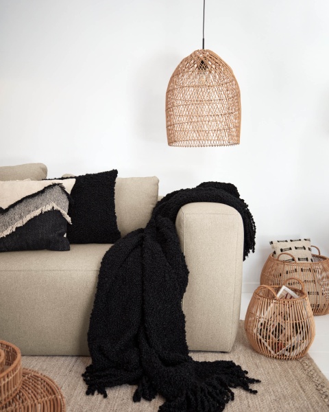 Плафон из ротанга Domitila светлого оттенка с натуральной отделкой Ø 44 см от интернет-магазина IDODOM.RU