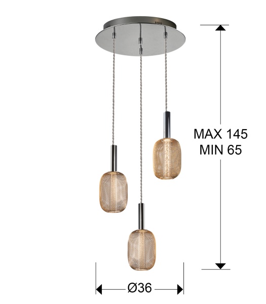 Подвесной светильник Micron 3L хром/золото от интернет-магазина IDODOM.RU