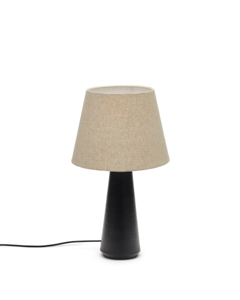 Torrent Металлическая настольная лампа с черной отделкой и льняным абажуром от интернет-магазина IDODOM.RU