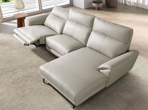 5-местный диван с правым шезлонгом 6219 из серой кожи от интернет-магазина IDODOM.RU